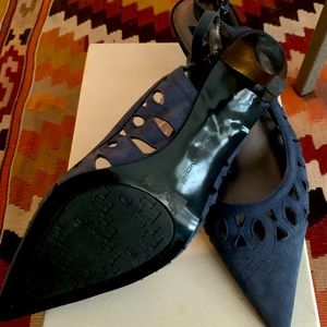 Pointy toe blue heels